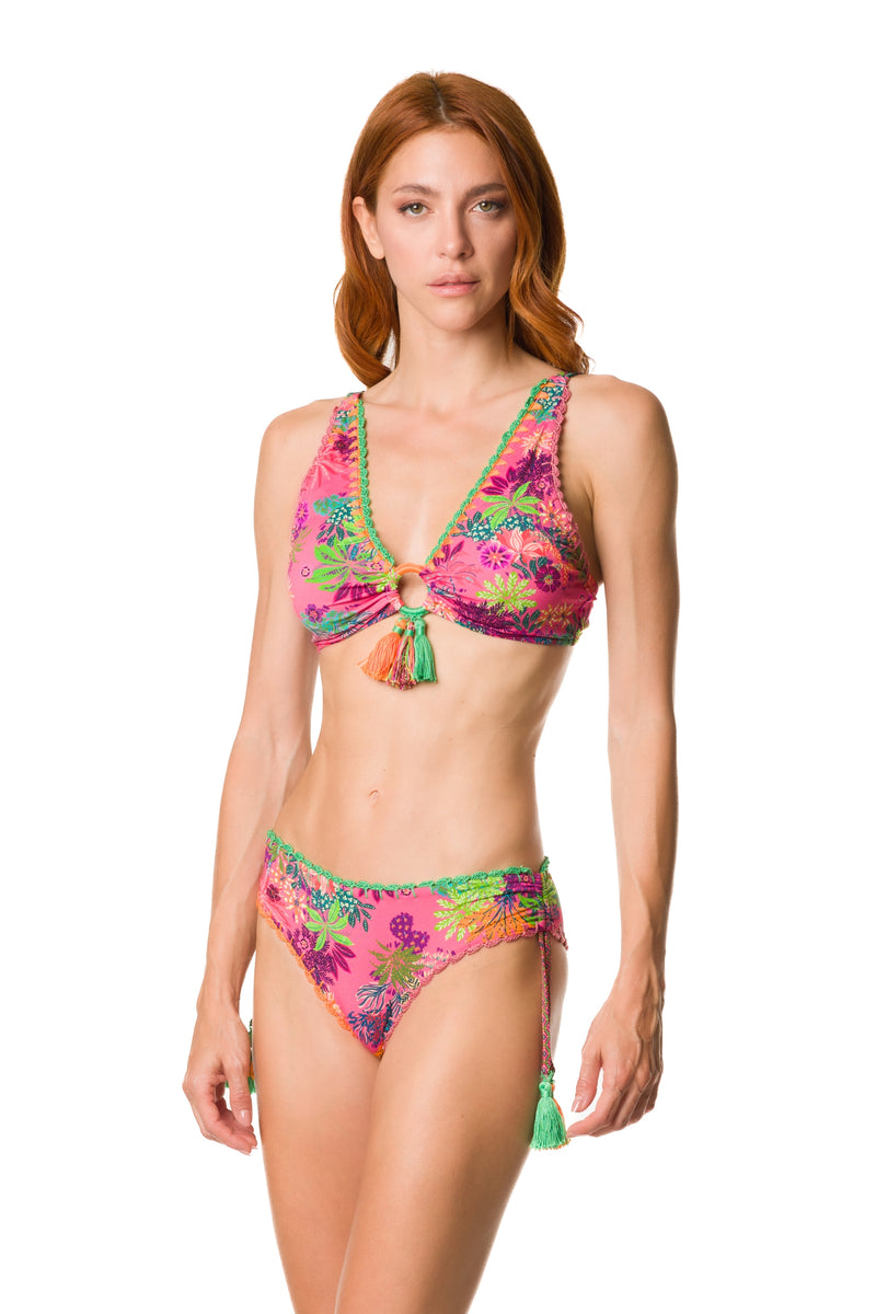 066 - C - Bikini - D13 bra + D03  slip                -    colore  rosa fiore 14